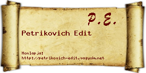 Petrikovich Edit névjegykártya